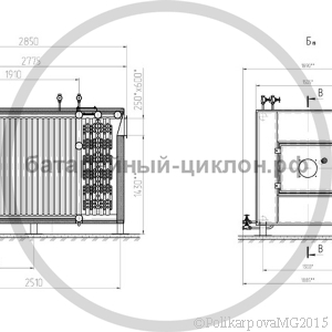 Чертеж котла 1 МВт на газе вид 2