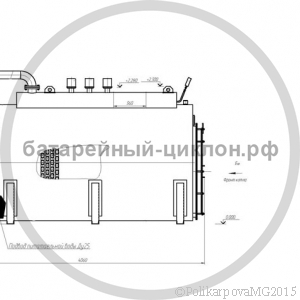 Чертеж парового котла КП 1000 газовый вид сбоку