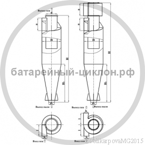 Чертеж циклона ЦН-15-300
