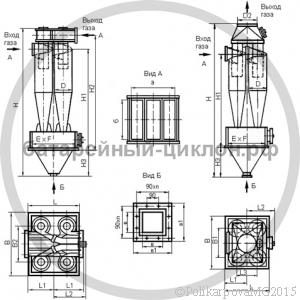 Чертеж циклона ЦН-15-400-4СП