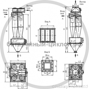 Чертеж циклона Н-15-400-4УП