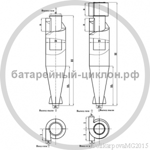 Чертеж циклона ЦН-15-400
