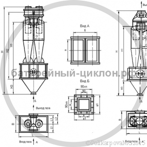 Чертеж циклона ЦН-15-500-2УП