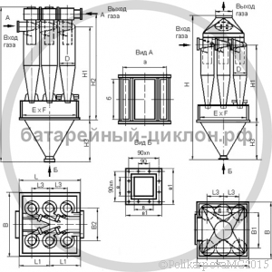 Чертеж циклона ЦН-15-500-6СП