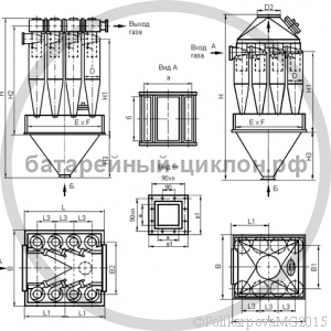 Чертеж циклона ЦН-15-500-8СП