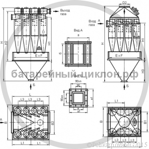 Чертеж циклона ЦН-15-500-8УП