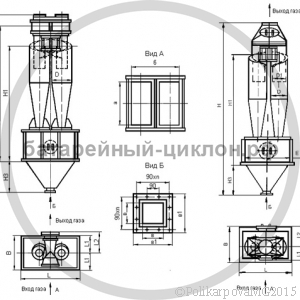 Чертеж циклона ЦН-15-600-2УП