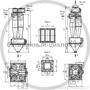 Чертеж циклона ЦН-15-600-4СП