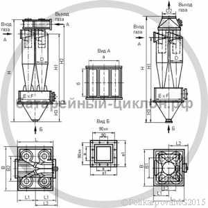 Чертеж циклона ЦН-15-600-4УП