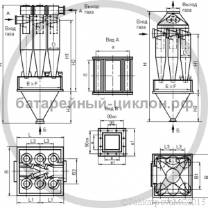 Чертеж циклона ЦН-15-600-6СП