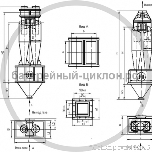 Чертеж циклона ЦН-15-700-2СП