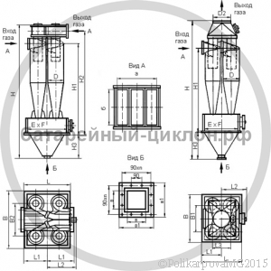Чертеж циклона ЦН-15-700-4СП