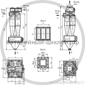 Чертеж циклона ЦН-15-700-4УП