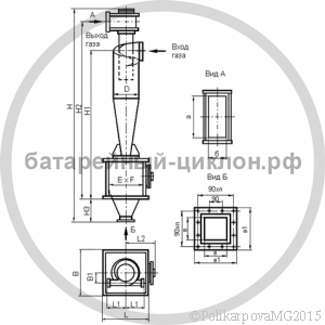 Чертеж циклона ЦН-15-800-1УП