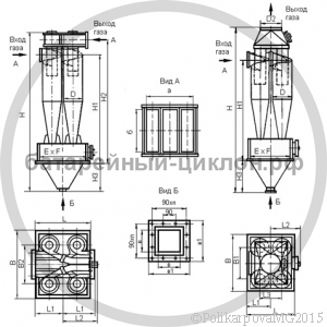 Чертеж циклона ЦН-15-800-4СП