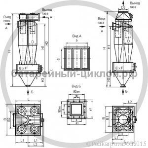 Чертеж циклона ЦН-15-800-4УП