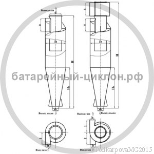 Чертеж циклона ЦН-15-800