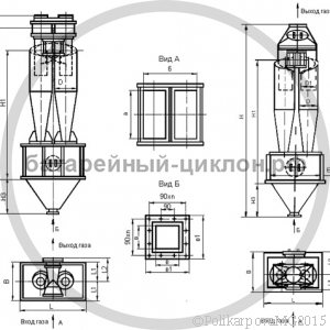 Чертеж циклона ЦН-15-900-2СП