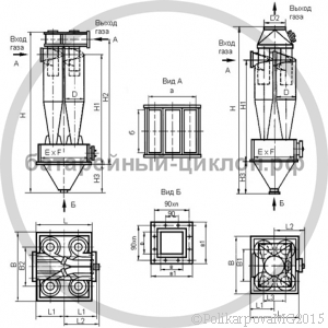 Чертеж циклона ЦН-15-900-4СП