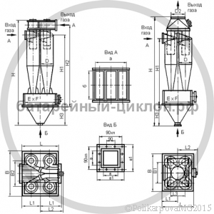 Чертеж циклона ЦН-15-900-4УП