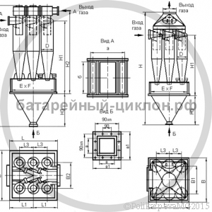 Чертеж циклона ЦН-15-900-6УП